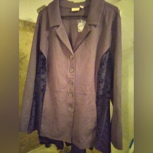 LOGO by Lori Goldstein Women's Plus Sz 2X Stylish Ponte Jacket Brown & Black